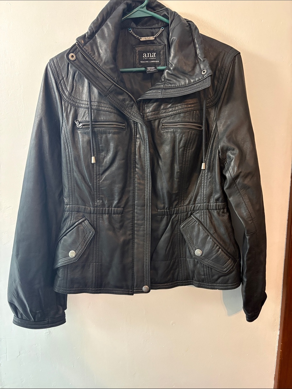 ANA Black Leather Jacket Size Medium